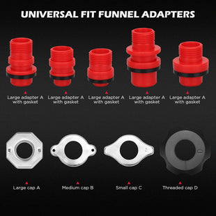 22-Piece No-Spill Coolant Filling Funnel Kit and Siphon Hose Pump, Radiator Coolant Filling Spill-Proof Funnel Kit with Adapters, Extensions, PVC Hose, Engine Oil Funnels, Towel for Universal Vehicle