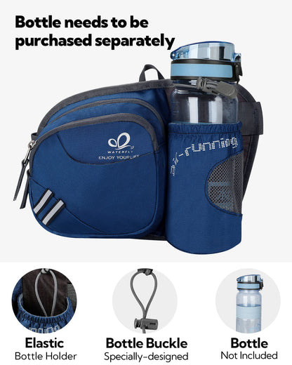 WATERFLY Fanny Pack Waist Bag: Waist Pack for Women Men with Water Bottle Holder Hiking Fanny Pack for Running Walking DogWalking Travel Cycling