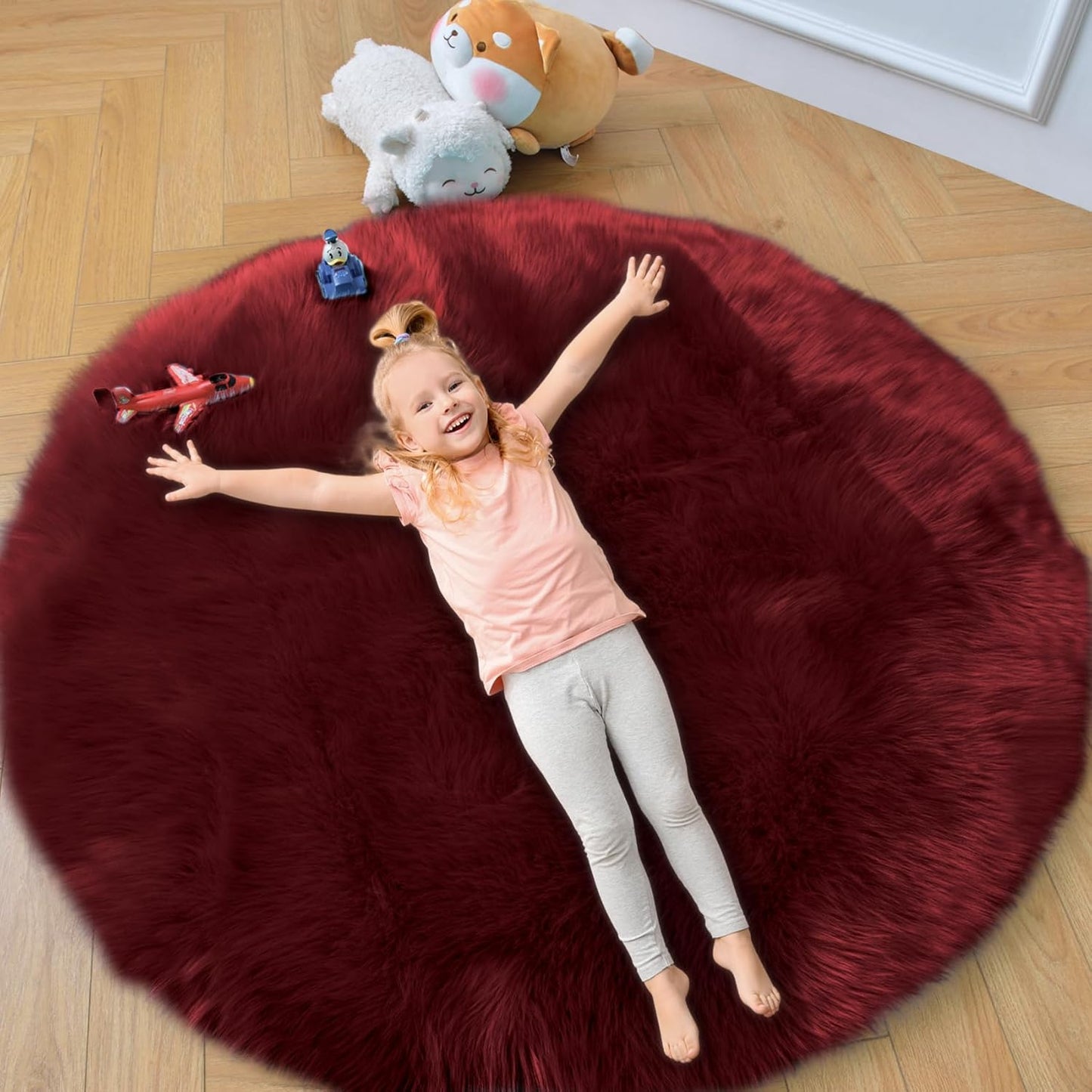 duduta Navy Blue Faux Sheepskin Throw Rug 2x3 ft, Fluffy Shag Fur Chair Cover Small Bedside Dorm Rug Non Slip Machine Washable