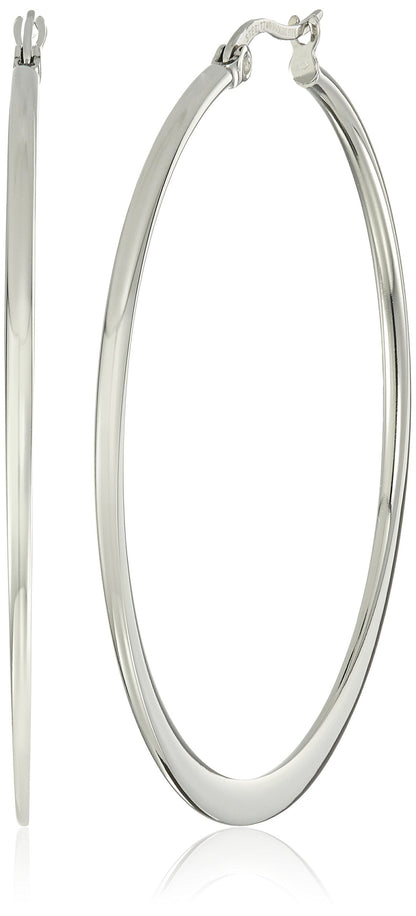 Amazon Essentials Gold Plated or Stainless Steel Flattened Hoop Earrings