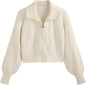 CIDER Zip Up Cardigans for Women Fall Trendy Long Sleeve Chunky Cardigan Knit Open Front Collared Zipper Cardigan