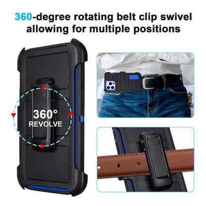 for Phone Case iPhone 15 Pro Max Case Black with Belt Clip Heavy Duty Holster for Shockproof Cases,3 Layers of Sturdy,Military Grade Defender Cover for iPhone 15 Pro Max Cases Black 6.7 Inch