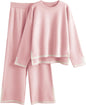 Tanming Women's 2 Piece Outfits Long Sleeve Knit Sweater Top Wide Leg Pants Lounge Sets Tracksuits