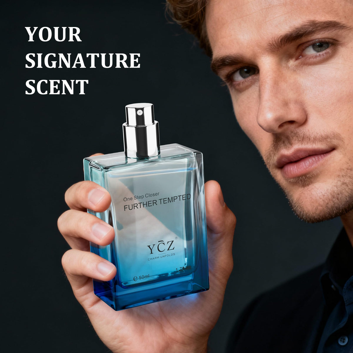 Ycz Midnight Marine Eau de Parfum for Men, 1.7 Fl Oz (50 mL), Long-Lasting Cologne, Fresh Marine & Woody Fragrance with Grapefruit, Ginger and Cedar Notes for Daily Wear, Date Night and Gifts
