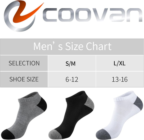 COOVAN 10 Pairs Mens Cushion Ankle Socks Men 10 Pack Low Cut Comfort Breathable Casual Socks