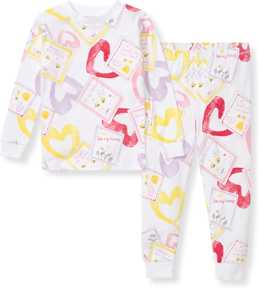 Burt's Bees Baby Girls' Pajamas, 2-Piece Long Sleeve Tee and Pants Organic Cotton PJ Set