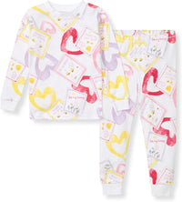 Burt's Bees Baby Girls' Pajamas, 2-Piece Long Sleeve Tee and Pants Organic Cotton PJ Set