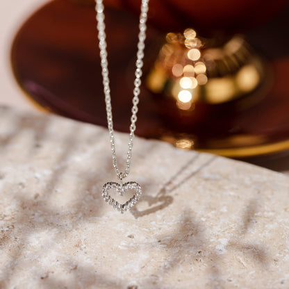 PAVOI 14K Gold Plated Cubic Zirconia Heart Necklace | Cute Dainty Love Pendant Necklaces for Women - Valentines Day Trendy Jewelry