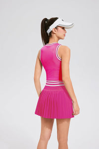 Two Piece Tennis Skirt Set for Women High Waisted Pleated Athletic Golf Skirt Sets Women 2 Piece Outfits with Pockets