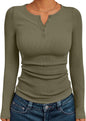 7DAY'S Queen Womens Long Sleeve Shirts 2025 Henley Casual Fall Outfits Fitted Tops Ribbed Fashion Basic Tees