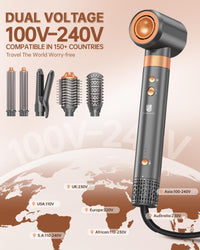 Hair Dryer Brush Air Styler: Dual Voltage 7 in 1 Ionic Multi Styling Tools with Hot Air Straightener, Auto Wrap Curlers, Frizz-Free Volumizer, Fast Blow Drying Curling Straightening and Smoothing