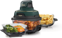 Ninja Crispi 4-in-1 Portable Glass Air Fryer Cooking System, 1500W, 4QT & 6-Cup TempWare Glass Containers with Storage Lids, Microwave, Freezer & Dishwasher Safe, Cyberspace Gray, FN101GY