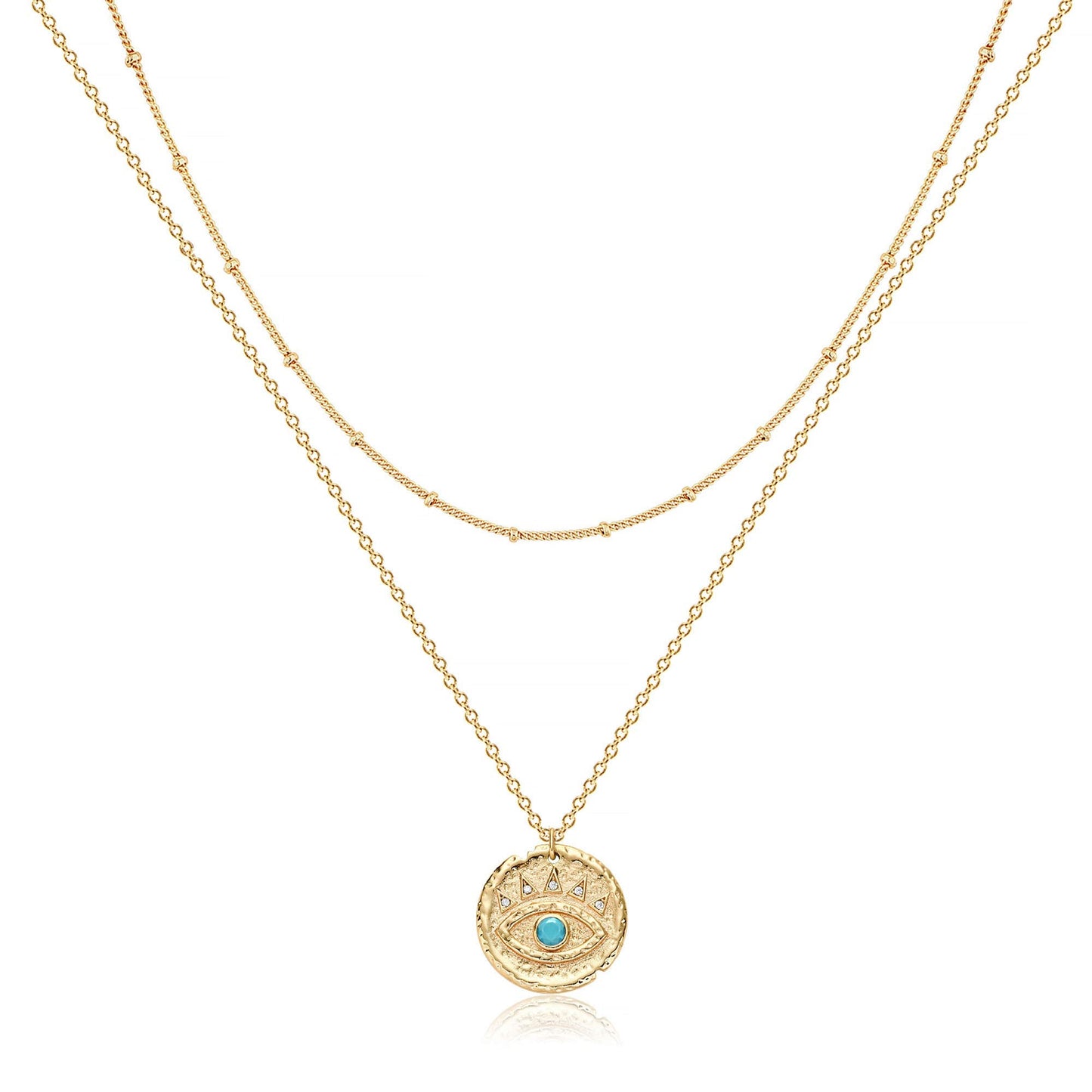 MEVECCO Layered Heart Necklace Pendant Handmade 18k Gold Plated Dainty Gold Choker Arrow Bar Layering Long Necklace for Women