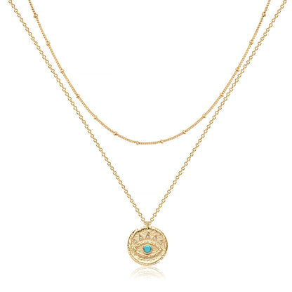 MEVECCO Layered Heart Necklace Pendant Handmade 18k Gold Plated Dainty Gold Choker Arrow Bar Layering Long Necklace for Women