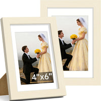 Vittanly 8x10 Picture Frame Set of 2, Solid Wood Frame for Wall or Tabletop, Display Photo 5x7 with Mat or 8x10 without Mat, Natural