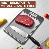 Titanium Cutting Boards for Kitchen Non-Toxic – Double Sided Metal for Meat/Fish & Wheat Straw PP for Fruits/Vegetables, Dishwasher Safe, Hygienic, Pure Cut Easy Clean Chopping Board Large