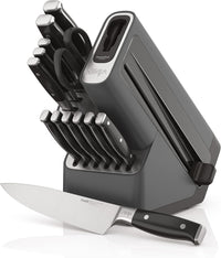 Ninja K32017 Foodi NeverDull Premium Knife System, 17 Piece Knife Block Set with Built-in Sharpener, German Stainless Steel Knives, Black