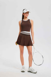 Two Piece Tennis Skirt Set for Women High Waisted Pleated Athletic Golf Skirt Sets Women 2 Piece Outfits with Pockets