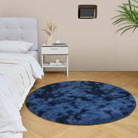 duduta Navy Blue Fluffy Plush Runner Rugs 2x6 ft Tie Dye Rectangle Shag Rug for Bedroom Dorm Living Room Kids Room, Machine Washable Anti-Slip