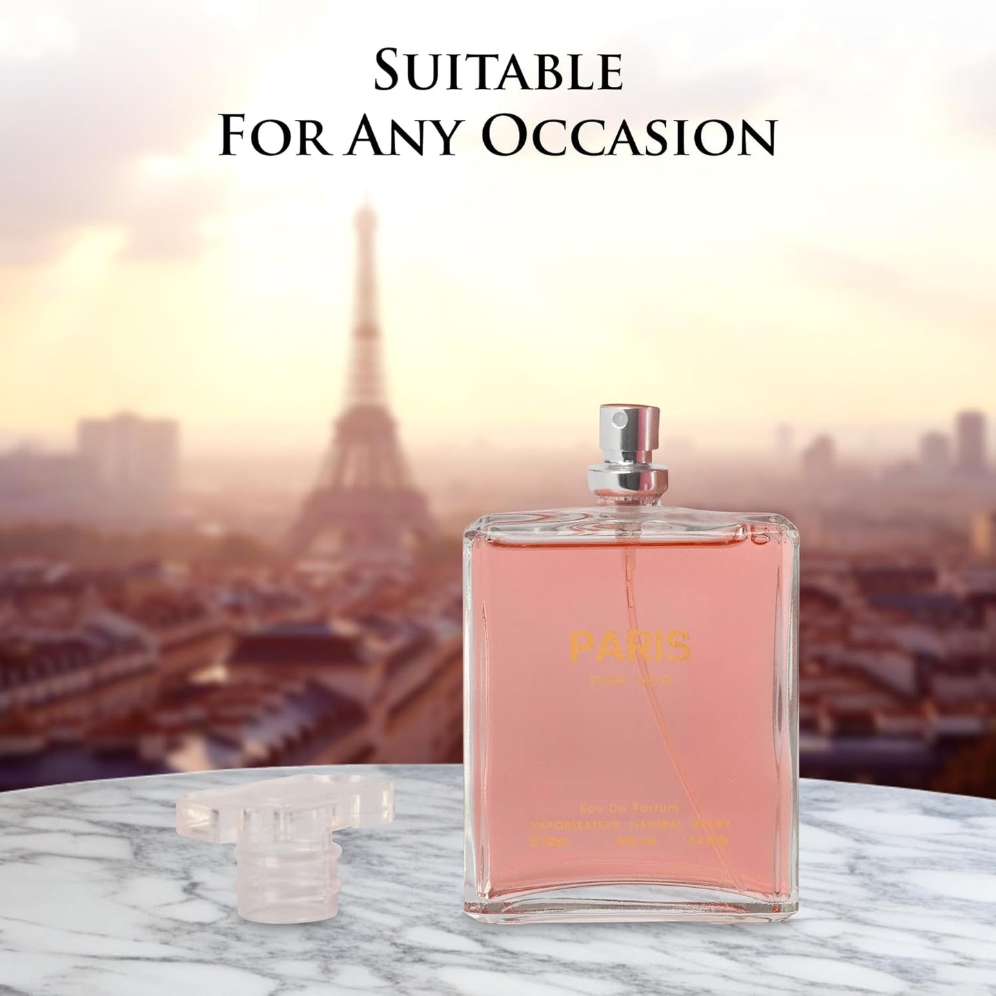 NovoGlow Paris For Her Eau de Parfum Spray Perfume, Fragrance For Women-Daywear, Casual Daily Cologne Set with Deluxe Suede Pouch- 3.4 Oz Bottle- Ideal EDT Beauty Gift for Birthday, Anniversary (3.4)