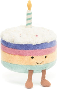 Jellycat Amuseables Rainbow Birthday Cake Stuffed Toy, Large 10 inches - Dessert Plush - Birthday Gift