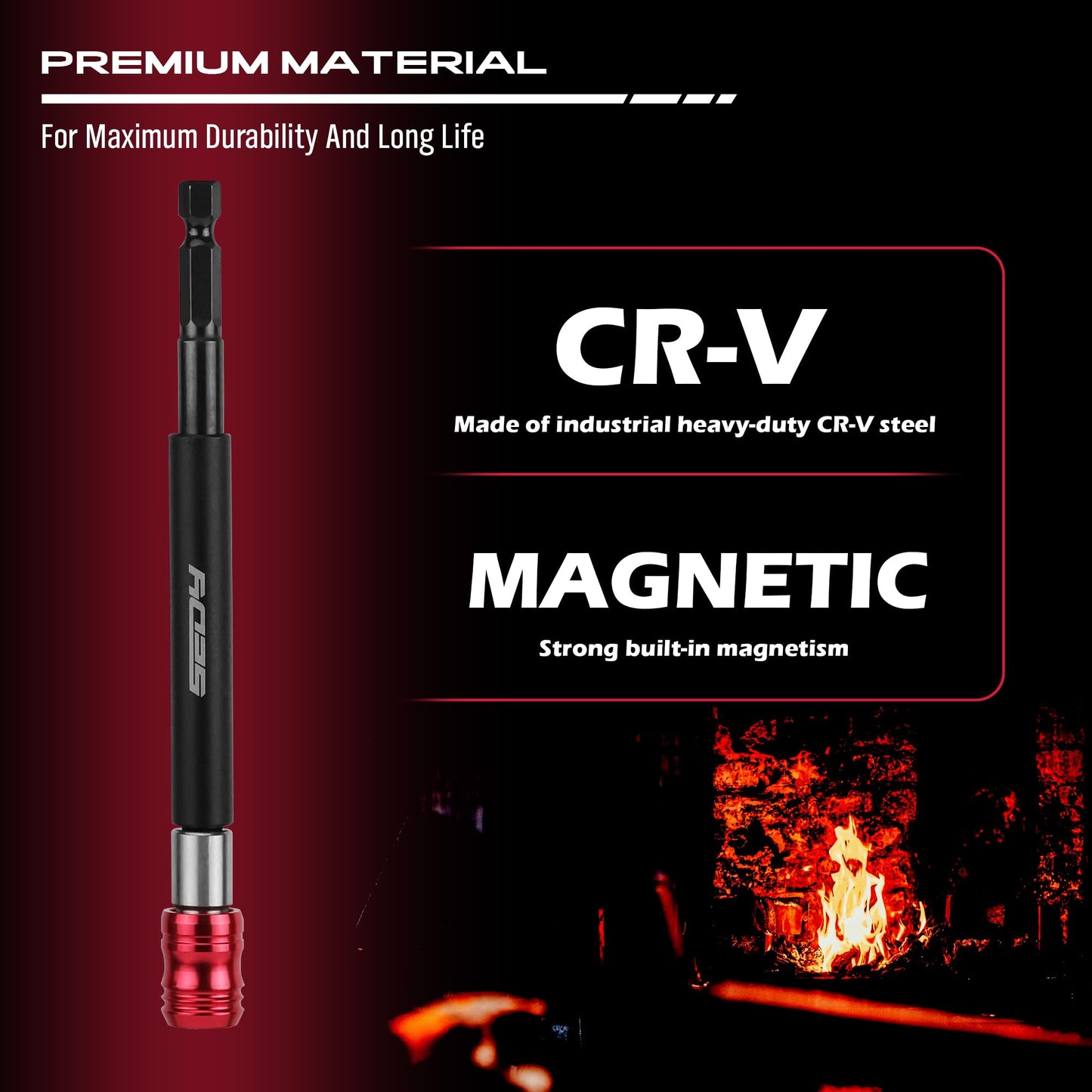 5-Piece 2", 4", 6", 12", 17" Extra Long Magnetic Screwdriver Bit Holders, 1/4 Inch Hex Shank Quick Release Extension Adapter, Durable CR-V Steel, Universal Fit for Impact Driver Bits