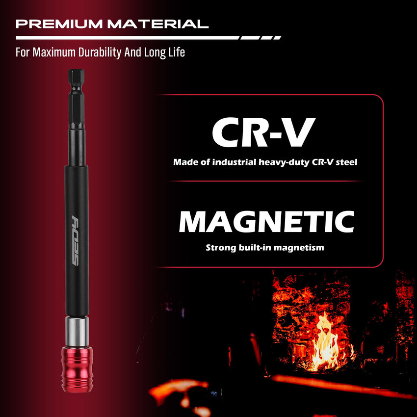 5-Piece 2", 4", 6", 12", 17" Extra Long Magnetic Screwdriver Bit Holders, 1/4 Inch Hex Shank Quick Release Extension Adapter, Durable CR-V Steel, Universal Fit for Impact Driver Bits