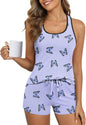 Ekouaer Womens Tank Top Pajama Set Comfy Sleeveless Sleepwear Racerback Cami and Shorts Pjs 2 Piece Summer Loungewear