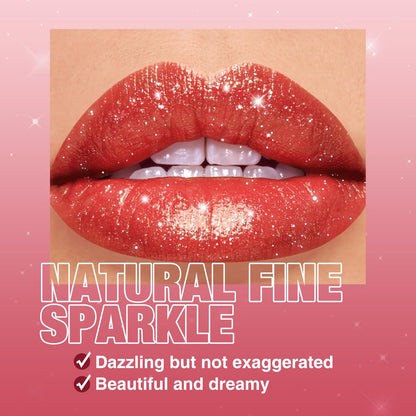 Jolilab Sparkling Lip Gloss, Long Lasting Waterproof Moisturizer Lip Balm Glitter Shimmer Metallic Lipstick, Diamond Shiny Bold Glow Goth Lipstick for Women Girls, Non-sticky (1, 07#)