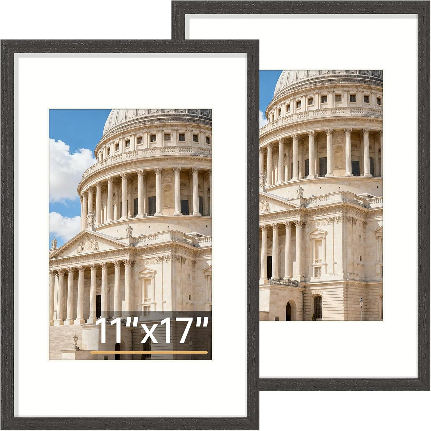 Vittanly 8x10 Picture Frame Set of 2, Solid Wood Frame for Wall or Tabletop, Display Photo 5x7 with Mat or 8x10 without Mat, Natural