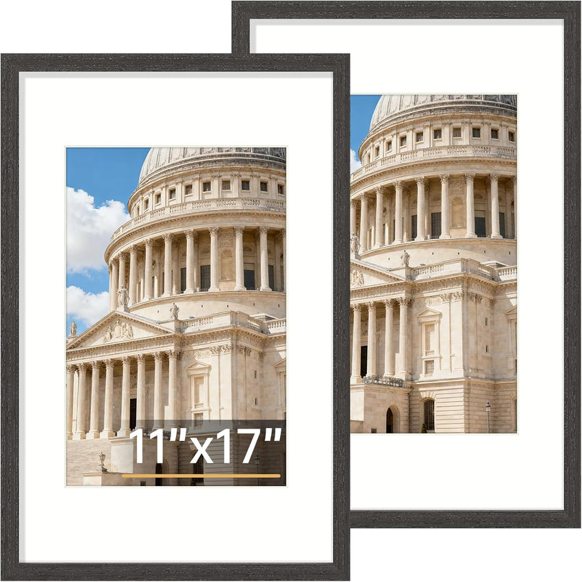 Vittanly 8x10 Picture Frame Set of 2, Solid Wood Frame for Wall or Tabletop, Display Photo 5x7 with Mat or 8x10 without Mat, Natural