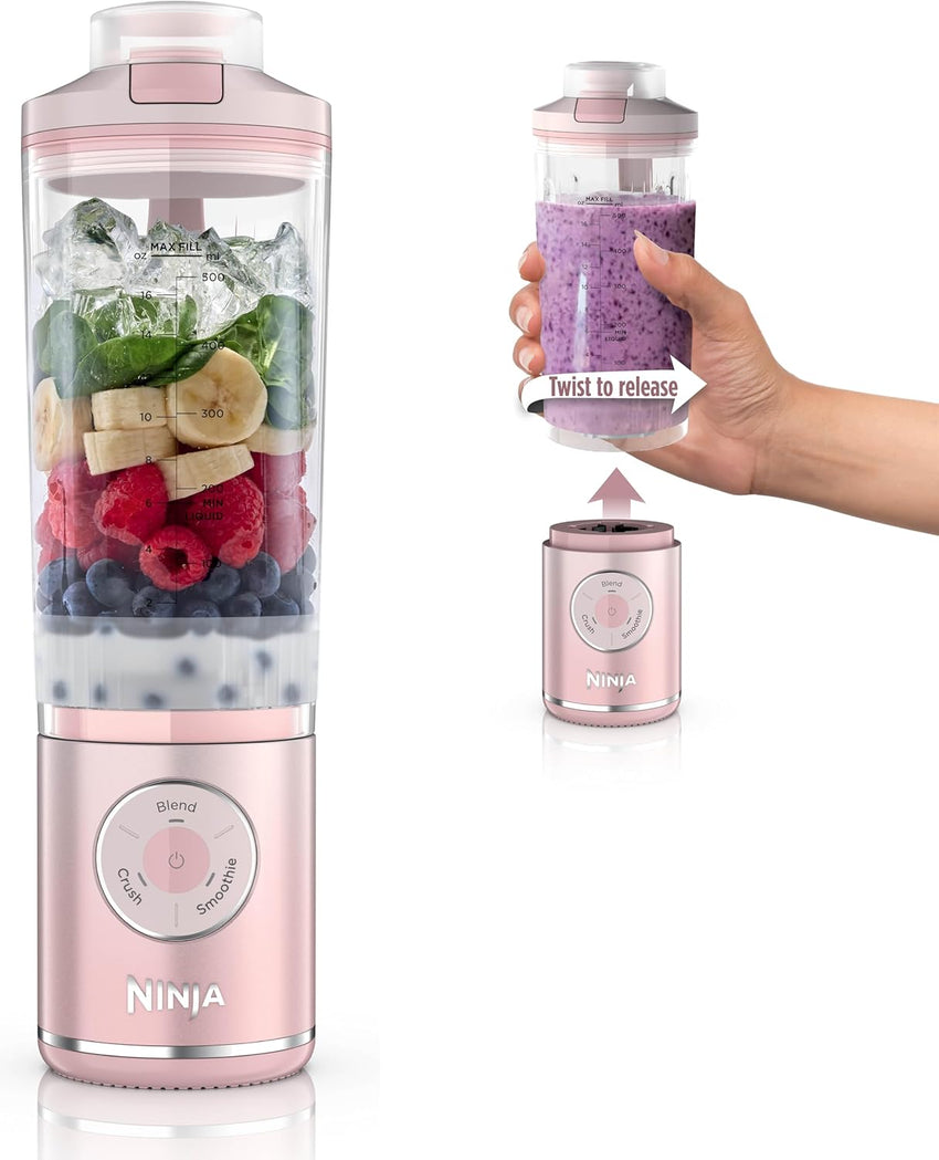 Ninja Blast Max, Portable Blender + Twist & Go, Personal Smoothie, Blend, Ice Crush, 3 Programs, Cordless, 22 oz removable Vessel, Dishwasher Safe, Leakproof, Silver, BC251SL
