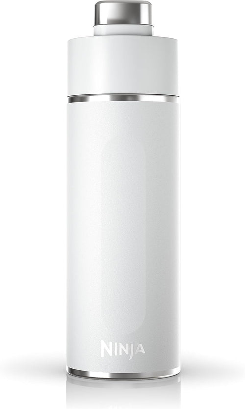 Ninja Thirsti 18oz Travel Water Bottle, For Carbonated Sparkling Drinks, Colder and Fizzier Longer, Leak Proof, 24 Hrs Cold, Dishwasher Safe, Stainless Steel Insulated Tumbler, Cloud White, DW1801WH
