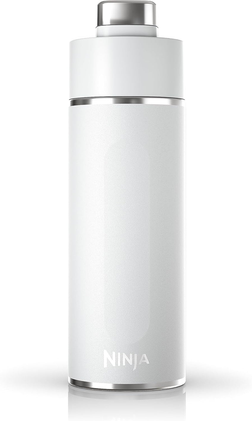 Ninja Thirsti 18oz Travel Water Bottle, For Carbonated Sparkling Drinks, Colder and Fizzier Longer, Leak Proof, 24 Hrs Cold, Dishwasher Safe, Stainless Steel Insulated Tumbler, Cloud White, DW1801WH