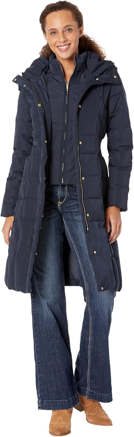 Cole Haan womens Long Quilted Puffer Coat Down Jacket