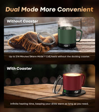 Heated Coffee Mug Rechargeable - Temperature Control Self Heating Coffee Mug 14oz with Lid, Double Sided & Real-Time LED Display, Hot up to 150℉, Birthday Gifts for Women and Men(Red)