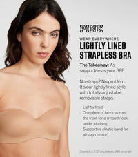 Victoria's Secret Women's Pink Wear Everywhere Lightly Lined Strapless Bra, Bras for Women (32A-38DDD)