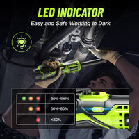 3/8" Cordless Ratchet Wrench, 6-inch Extended Ratchet Wrench, 40Ft-lbs 400RPM Cordless Ratchet, 2 Batteries Power Electric Ratchet Driver with Variable Speed, 7 Sockets, LED Light