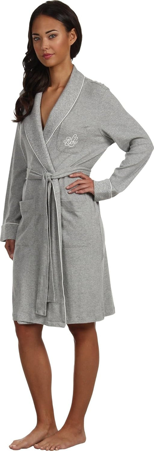 Lauren Ralph Lauren Womens Plus Size Essentials Quilted Collar and Cuff Robe