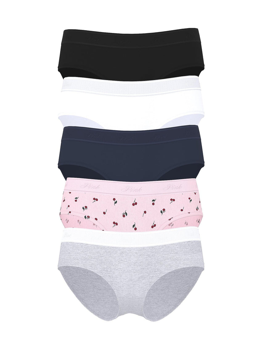 Victoria's Secret PINK Women's Cotton Logo Hipster Underwear, Moderate Coverage Panties for Women, Multi Pack (XS-XXL)