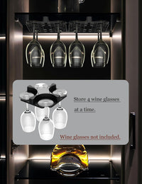 NOTMBESTM Wine Glass Holder Under Cabinet, Wine Glass Rack Fit for Storing wine glasses Under Shelf, Table, Desk, Bar Counter, Stemware Rack Fixed by Screw or Adhesive (Black)