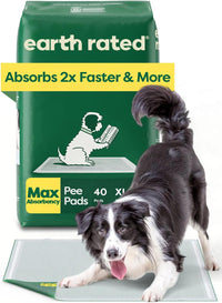 Earth Rated Max Absorbency Puppy Pee Pads for Dogs Absorbs 2X Faster & 2X More, Leak-Proof, Odor Control Potty Training, Unscented, Large, 22” x 23”, 40 Count