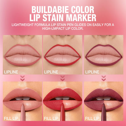 Jolilab Matte Lip Liner Lip Oil Set, Lip Makeup Set Natural Smooth Long-Lasting And Hydrating Beauty Daily Cosmetics Gift for Girls Easy-to-Use（12pcs）
