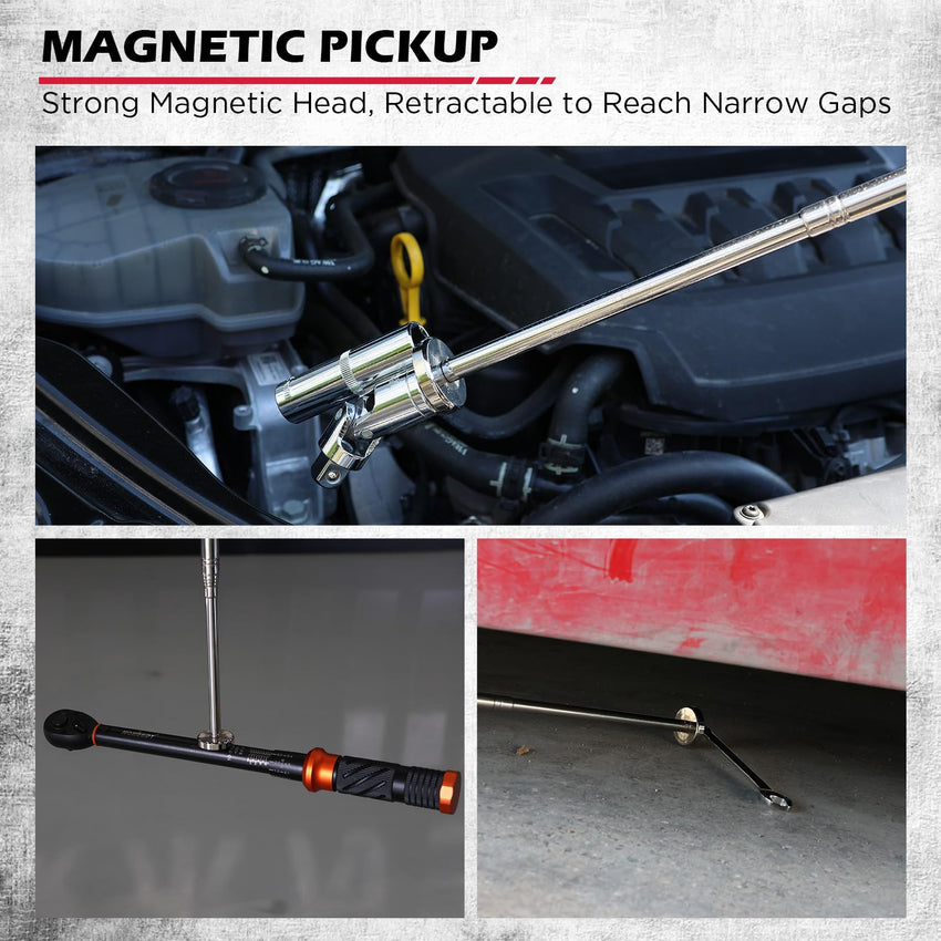 Magnet Sweeper Magnetic Nail Roller: 17-Inch Heavy Duty Magnet Nail Pickup Rolling Tool with Telescoping Adjustable Handle 8.8-Pound Capacity Ideal for Workshop Garage Yard Construction Cleanup