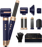 UKLISS Hair Dryer Brush 7 in 1，110000 RPM Hair Dryer with Diffuser for Curly & Twisted Hair Professional Ionic Brush Blow Dryer for Salon-Quality Styling (Blue Gold)