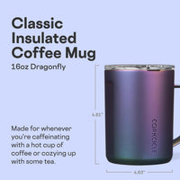 Corkcicle Classic Coffee Mug - Triple Insulated Stainless Steel for Travel - Shatter-Proof Lid - Keeps Drink Hot Over 3 Hours - Holiday Mug Gift - Great for Gifting Warmth - 16 oz - Dragonfly