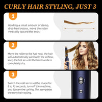 6-in-1 Hair Dryer Brush & Curling Iron Set, Hot Air Styler Hair Curler for Fast Drying, Smoothing & Volumizing, No Heat Damage, Professional Blowout Tool with Travel Case - Prussian Blue