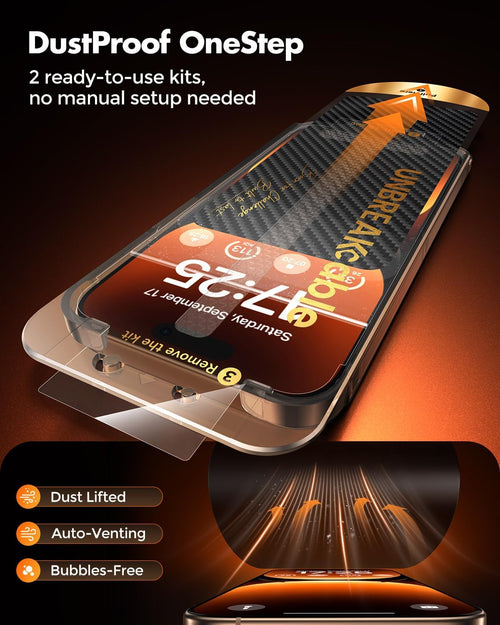 UNBREAKcable for iPhone 16 Pro Max Privacy Screen Protector, Tempered Glass Film [DustProof OneStep] [25° Anti-Spy] [9H Military-Grade Shatterproof] [Bubble Free] for Apple ProMax 6.9"-2 Pack