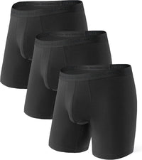 DAVID ARCHY Men's Underwear Ultra Soft Modal Dual Pouch Trunks Ball Pouch Bulge Enhancing Boxer Briefs for Men 3 or 4 Pack