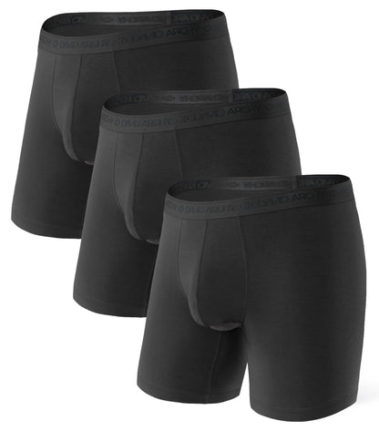 DAVID ARCHY Men's Underwear Modal Boxer Briefs Trunks Multi-Pack | Dual Pouch with Fly, Ultra Soft Second Skin Feel, Breathable Stretch Spandex, Anti Chafing, Daily Lounging Work Travel
